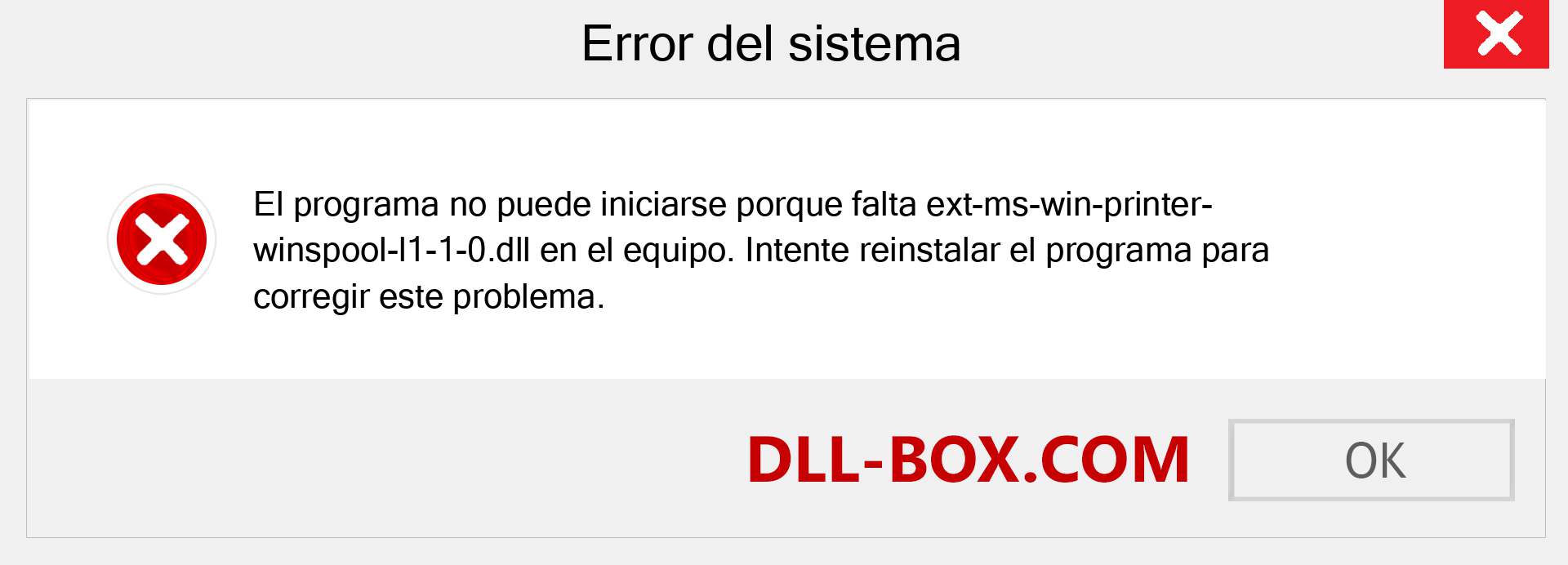 ¿Falta el archivo ext-ms-win-printer-winspool-l1-1-0.dll ?. Descargar para Windows 7, 8, 10 - Corregir ext-ms-win-printer-winspool-l1-1-0 dll Missing Error en Windows, fotos, imágenes